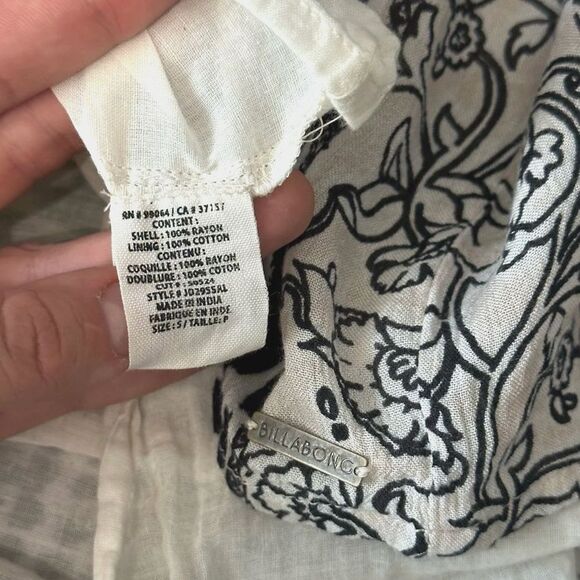 Billabong Sleeveless Dress Cotton Black White Block Pattern Women’s Size Small - Picture 6 of 7